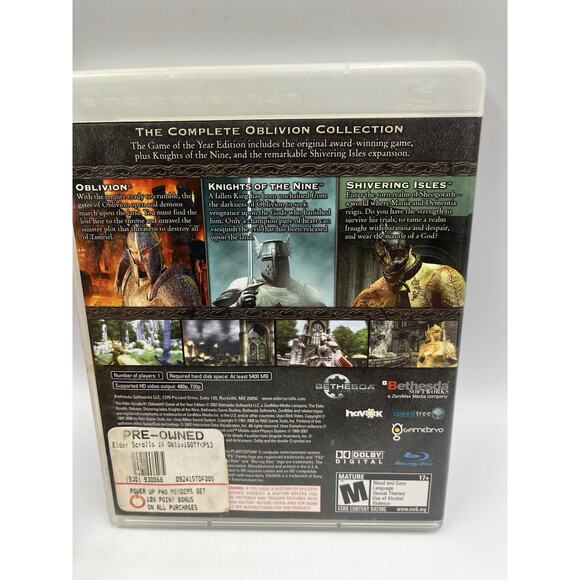 Elder Scrolls IV Oblivion Game of the Year Edition (PS3 2007) Complete Tested - Picture 2 of 7